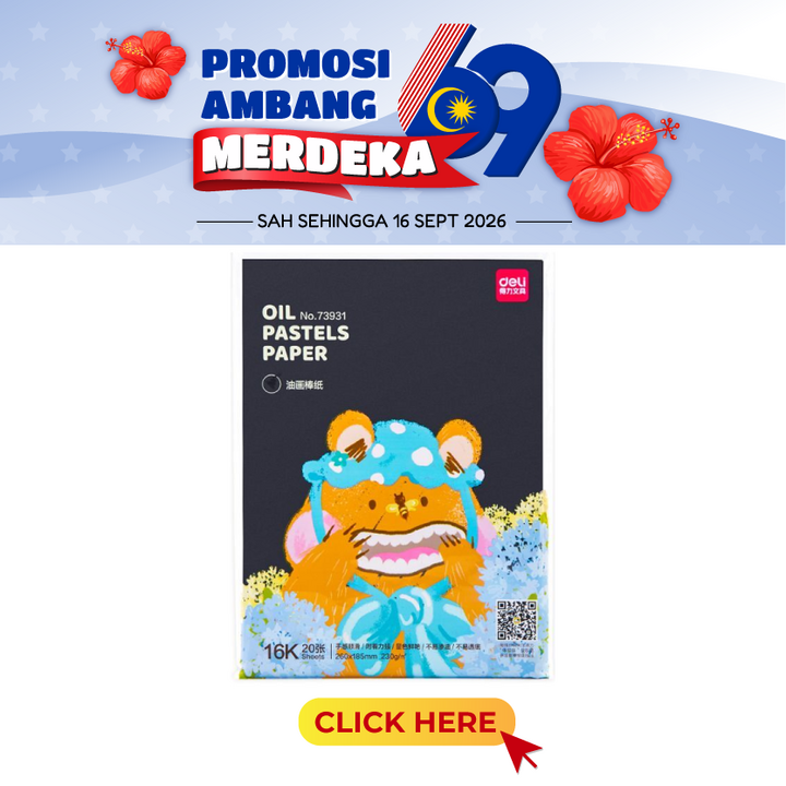 Merdeka@[Deli Oil Pastel Paper 73931 16K 20's 260x185mm 230gm]
