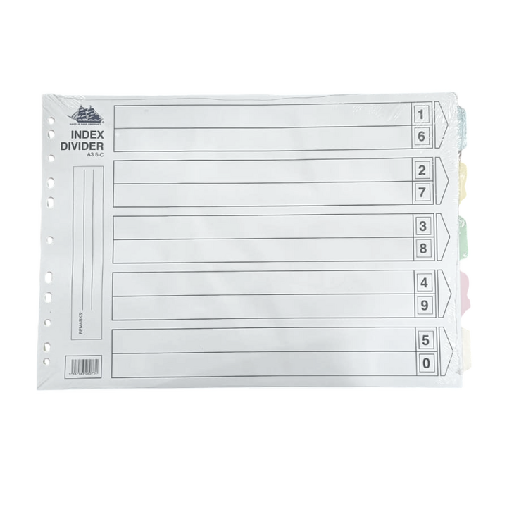 Index Divider 5 Colours A3 50's
