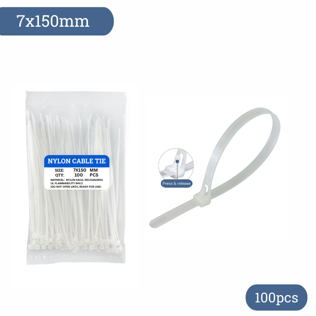 Cable Tie (Releasable) 7x150mm 100's