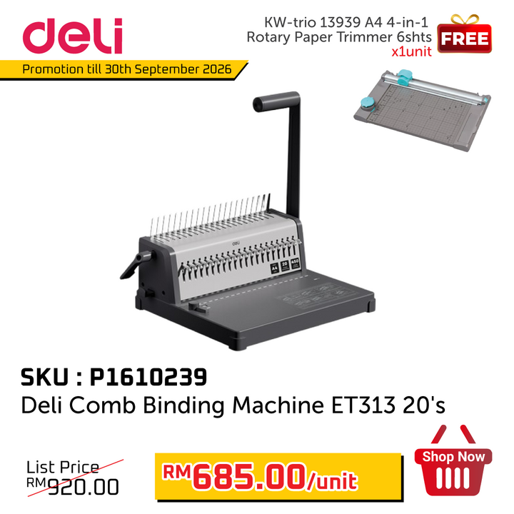 Promo@Deli Comb Binding Machine ET313  20's