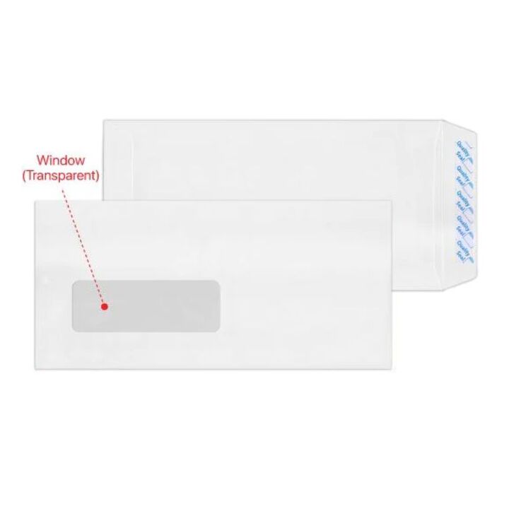 Opaque Envelope White Peal and Seal with Window 500s