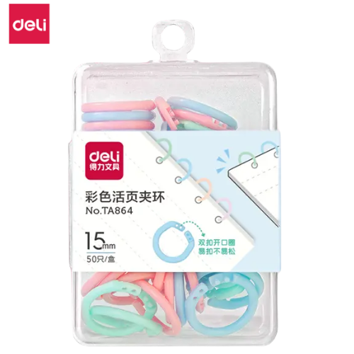 Deli Buckle Ring Assorted Color Loose-leaf Clasp