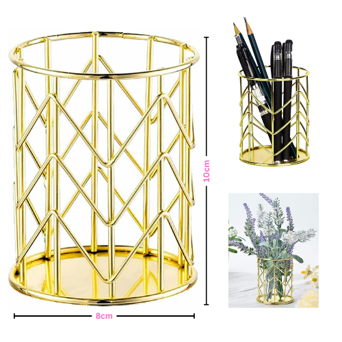 Wave Shape Gold Plating Pen Holder