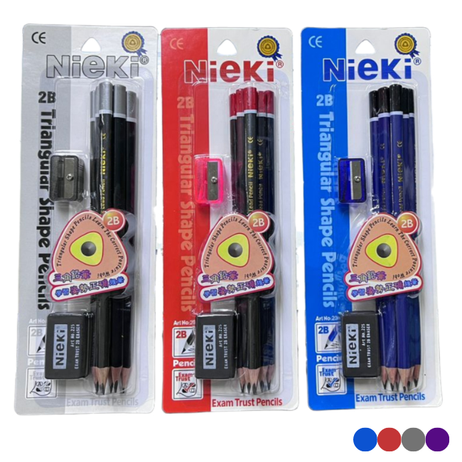 Pencil Triangle 2B Nieki  6's+Eraser+Sharpener