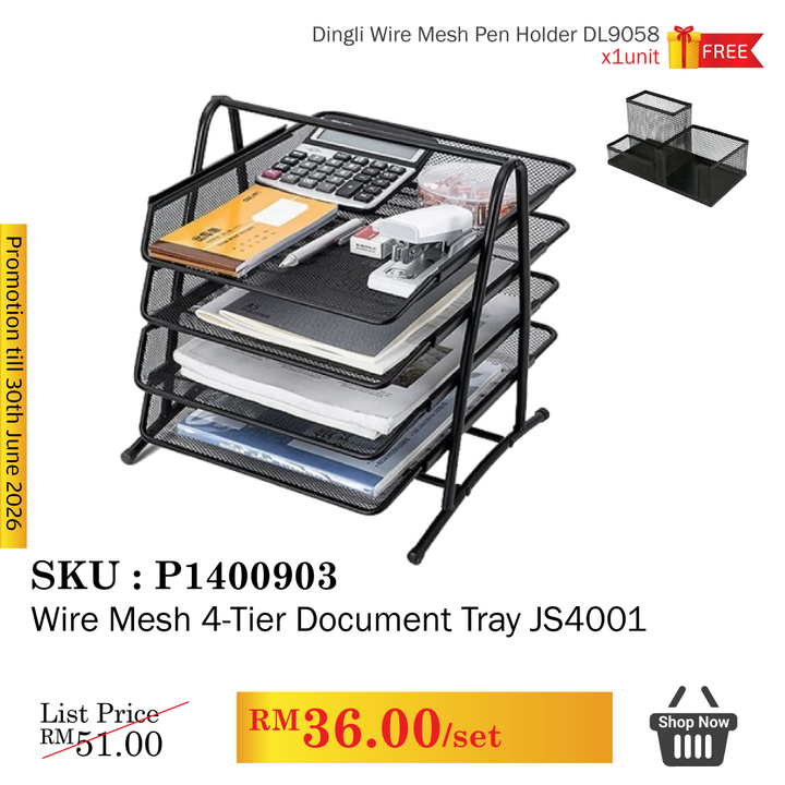 Promo@Wire Mesh 4-Tier Document Tray JS4001