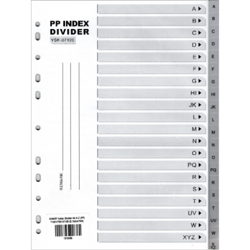 KINARY PP Index Divider A4 A-Z (0.15mm THICK)