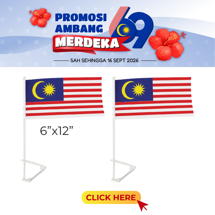 Merdeka@Car Flag - Malaysia 6x12