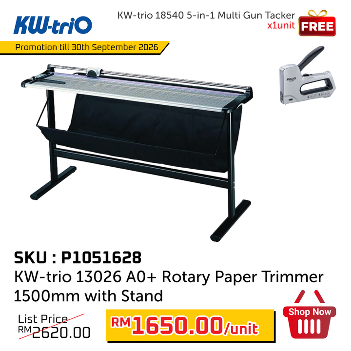 Promo@KW-trio 13026 A0+ Rotary Paper Trimmer 1500mm with Stand