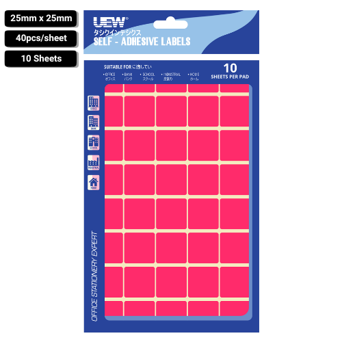 UEW Label sticker 25x25  10's Colour