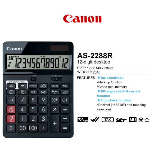 Canon Desktop Calculator with 200 Steps Check & Correct