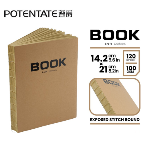 POTENTATE Stitch Kraft Paper Sketch Book 142 x 210mm