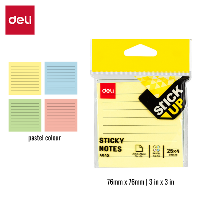 Deli Sticky Notes Lined 76x76mm