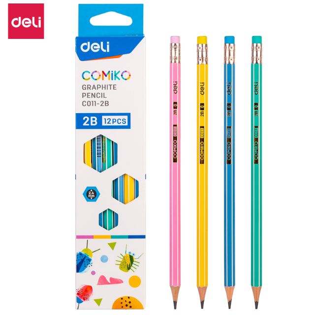 Deli Comiko Graphite 2B Pencil Rubber Top