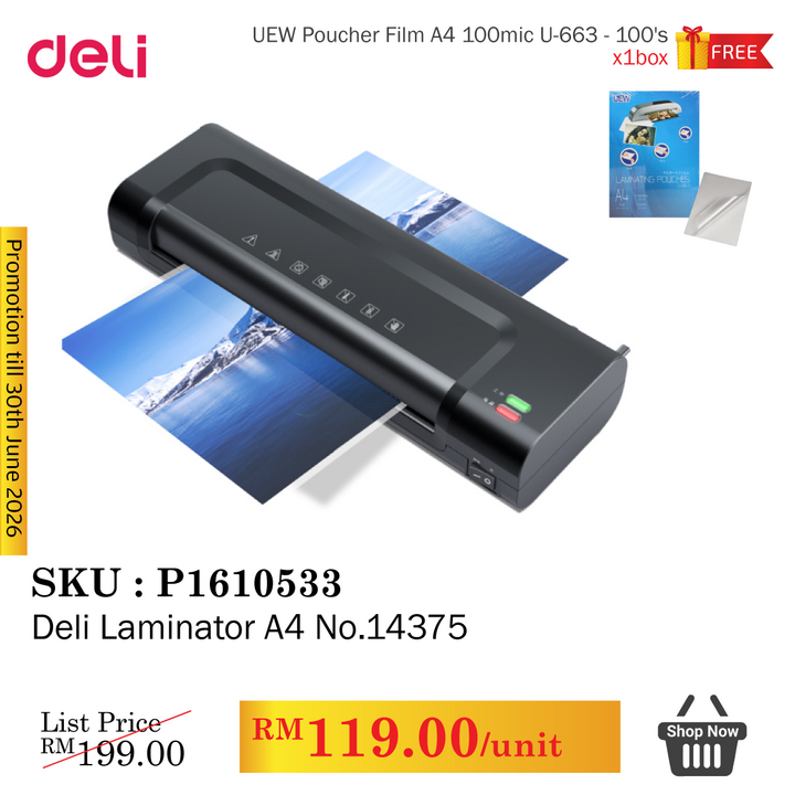 Promo@Deli Laminator A4 No.14375
