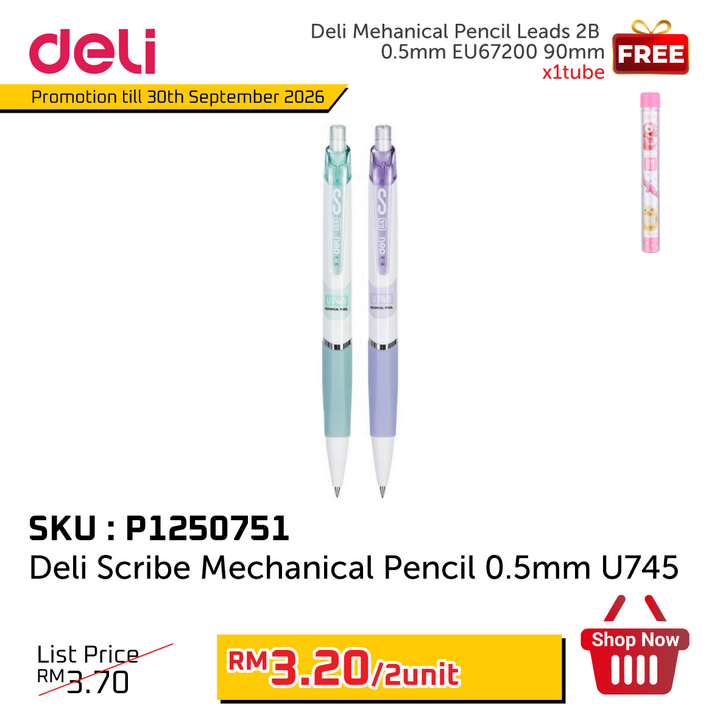 Promo@Deli Scribe Mechanical Pencil 0.5mm U745
