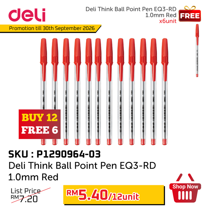 Promo@Deli Think Ball Point Pen EQ3 1.0mm