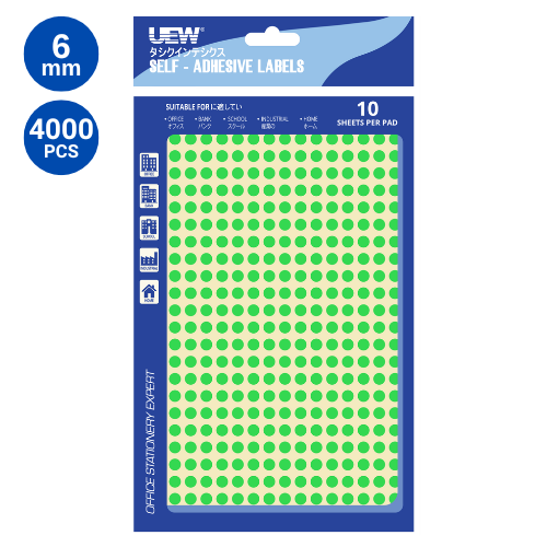 UEW Label sticker 6mm 10's Colour