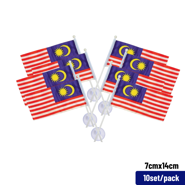 Malaysia Mini Flag with Suction Cup 7x14cm 10set/pack