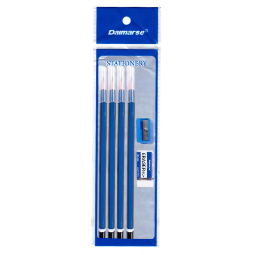 Daimarse Stationery Set 1301 2B Pencil 4's + Eraser + Sharpener