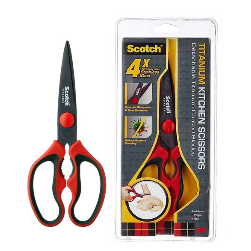 3M Scotch Detachable Titanium Kitchen Scissors for Cooked Meat KS-DTR - Red
