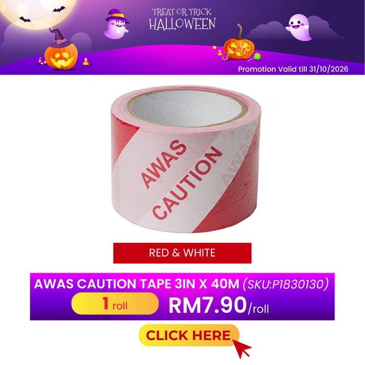 Promo 1-31Aug26@Awas Caution Tape 3in x 40M (Red & White)