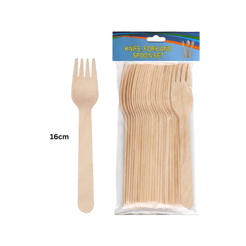 Disposable Wooden Fork 160mm 50's