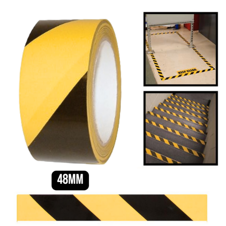 Floor Tape Hazard Warning 48mm x 30m - Yellow/Black (C)