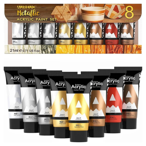 AUREUO Metalic Acrylic Paint Set 21ml 8's