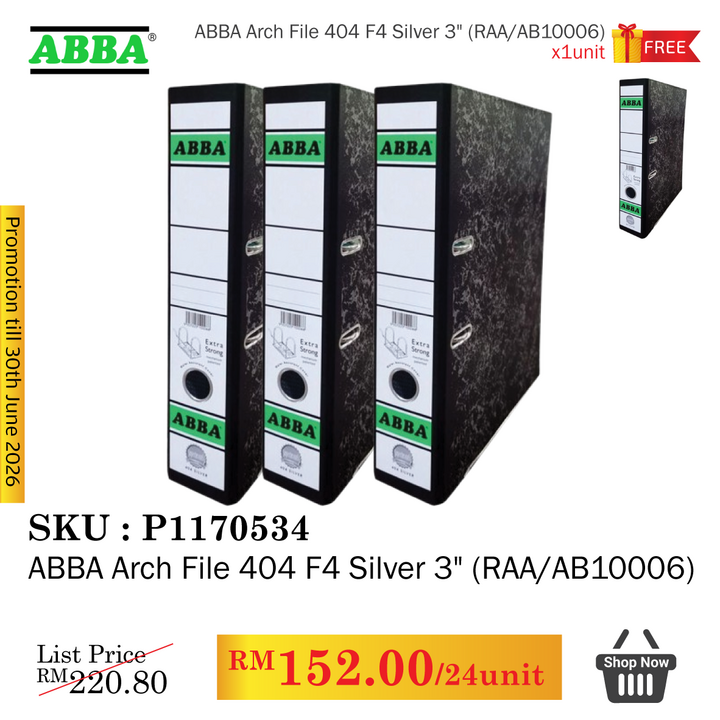 Promo@ABBA Arch File 404 F4 Silver 3'' (RAA/AB10006)