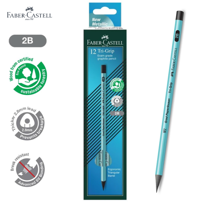 Faber-Castell Tri-Grip 2B Metallic Blue Blackwood Pencil
