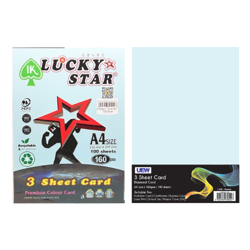 UEW 3 Sheet Diamond Card A4 160gsm 100's