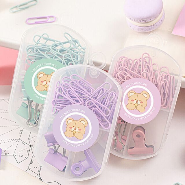 Paper & Binder Clip Set Macaron Colour