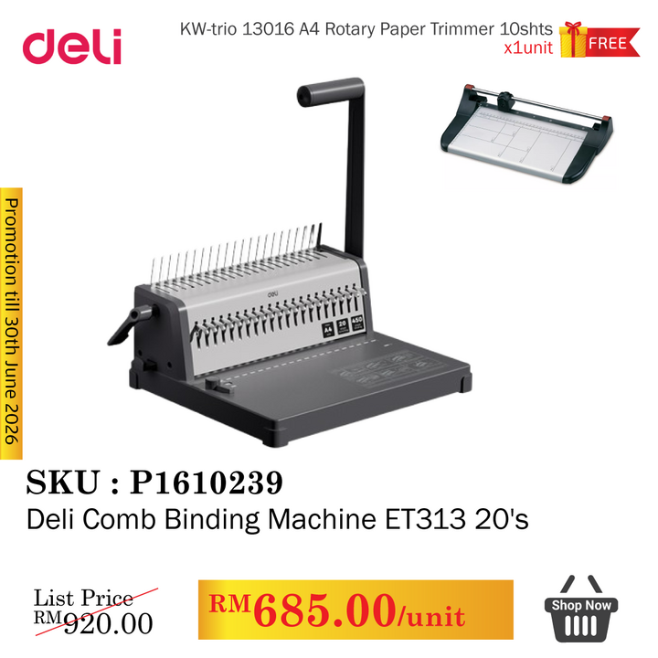 Promo@Deli Comb Binding Machine ET313  20's