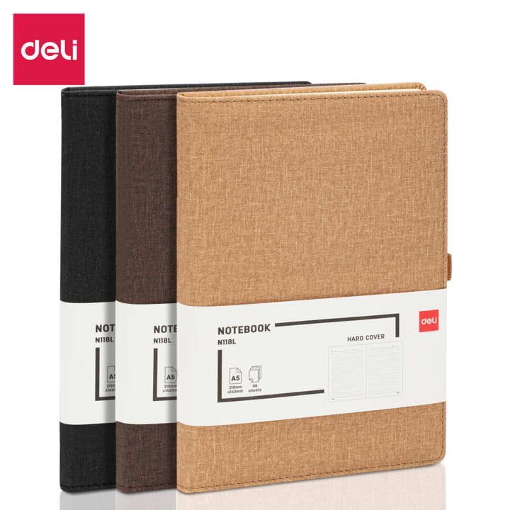 Deli A5 Leather Cover Notebook 96's 80gsm