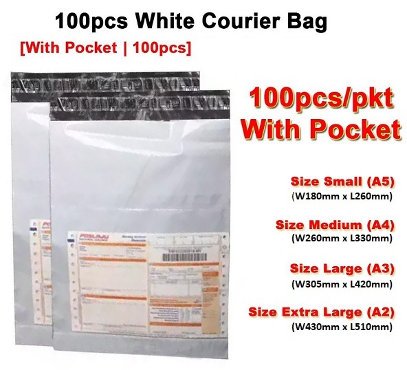 Courier Bag with Pocket White 100's