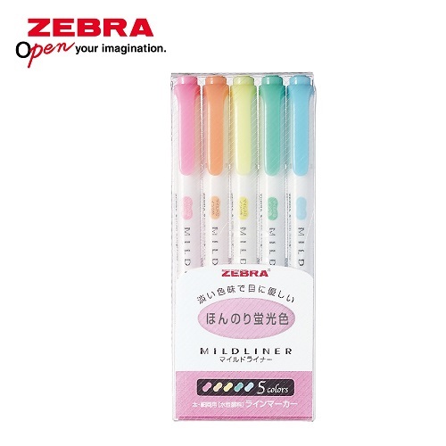 Zebra Mildliner Twin Head Highlighter (1.0-1.4mm) 5's/set