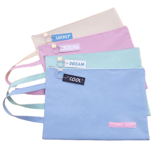 Zip Document Bag Jeans Cloth With Handle A4