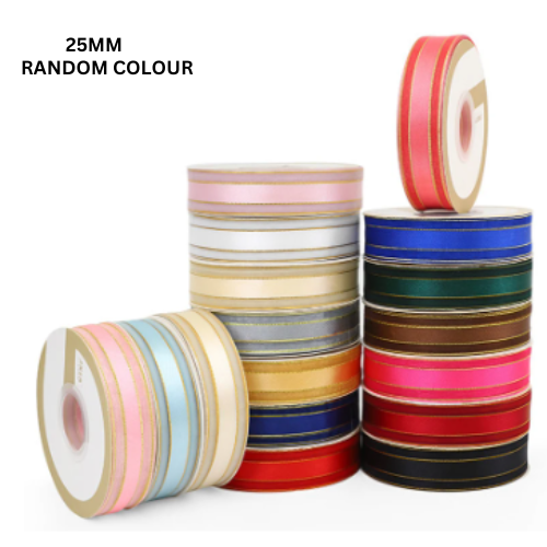 Nylon Ribbon 25mm With Gold Line For Present