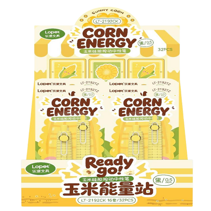 Lopet Corn Energy Gel Ink Pen 2's 0.5mm Black