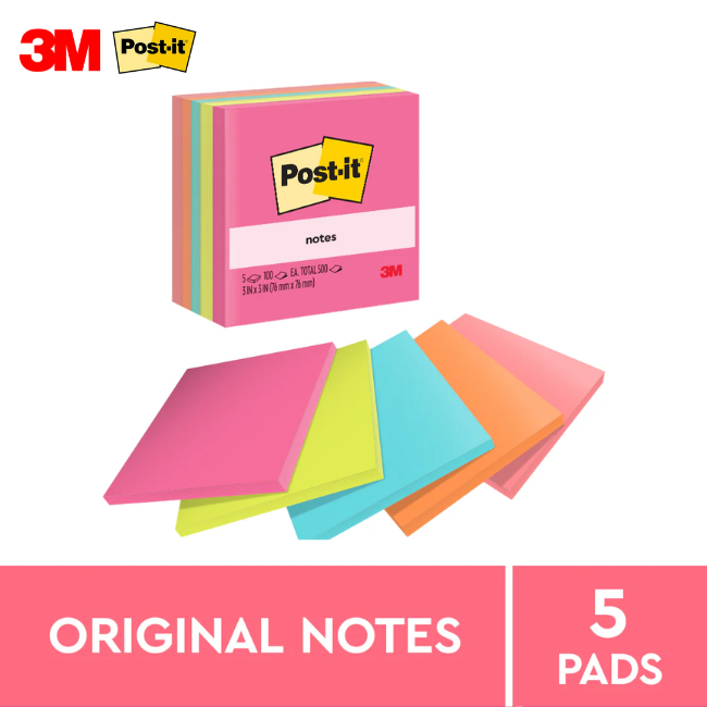3M Post It Notes Capetown/Poptimistic Collection 654-5PK/5AN  3''x3'' (100's x 5pads)