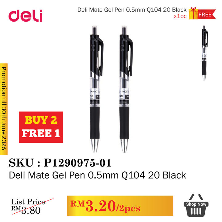 Promo@Deli Mate Gel Pen 0.5mm Q104