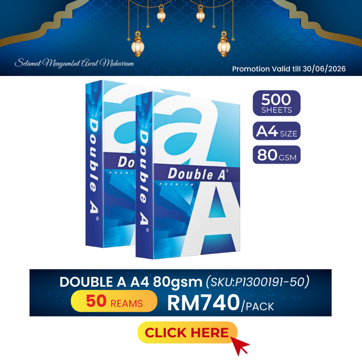 Promo@50reams DOUBLE A A4 Paper 80gsm 500's