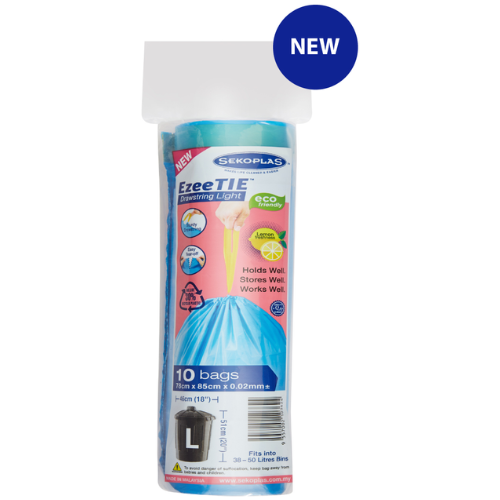 Sekoplas EzeeTie Garbage Bag Drawstring Light Blue