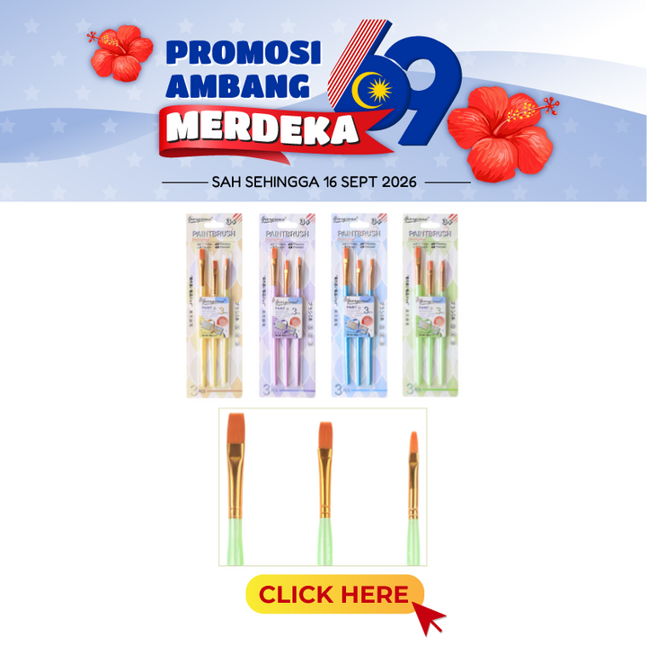 Merdeka@Giorgione Paint Brushes Set 3's G-ZG0127 (3 Flat)