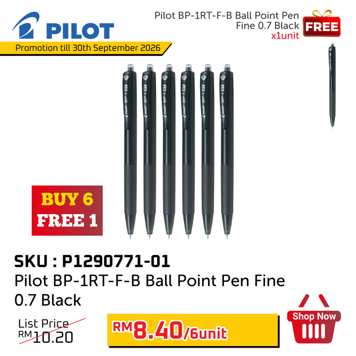 Promo@Pilot BP-1RT-F Ball Point Pen Fine 0.7
