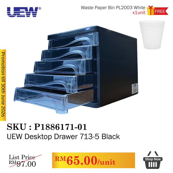 Promo@UEW Desktop Drawer 713-5 Black]