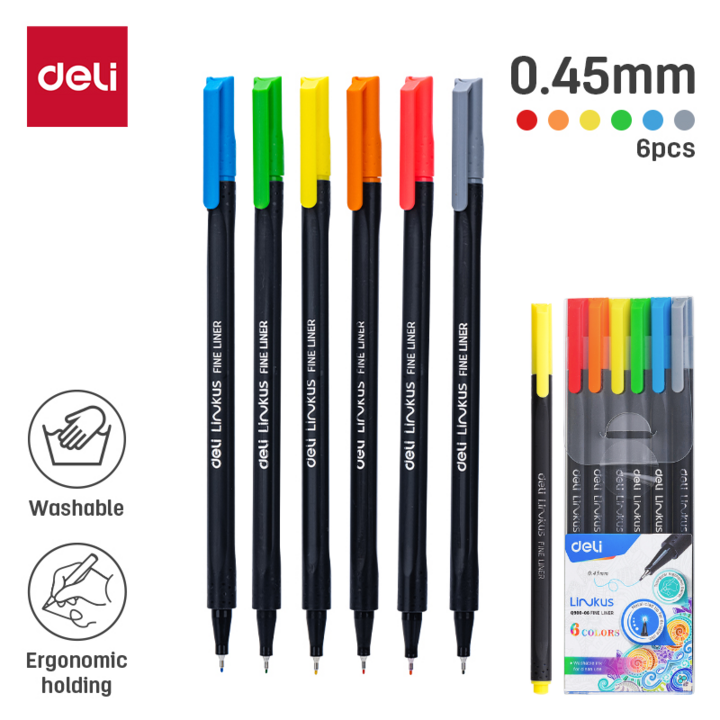 Deli Linkus Fineliner 0.45mm 6 Colours