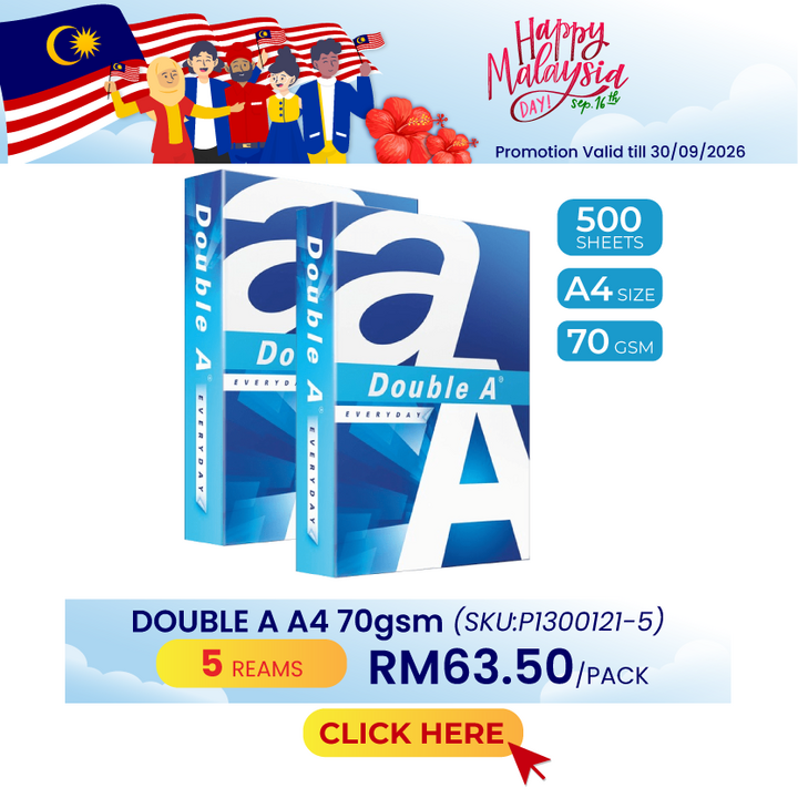 Promo@5reams DOUBLE A A4 Paper 70gsm 500's