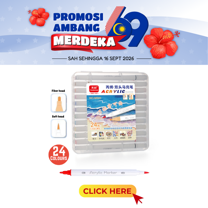 Merdeka@TIANHAO Acrylic Marker MS20 Twin Head (24 Colours)