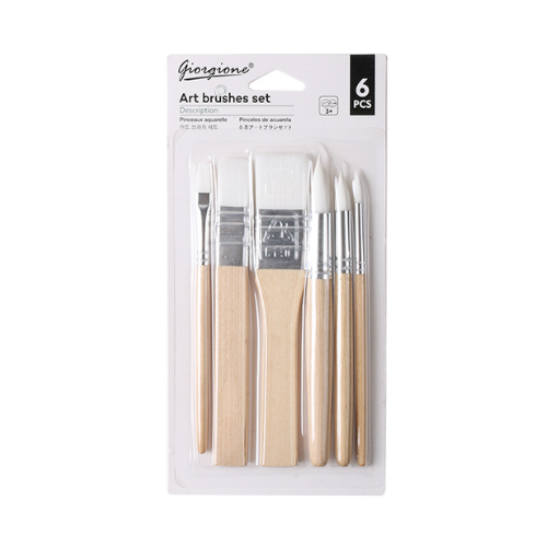 Giorgione Art Brushes Set 6's (3 Flat, 3 Round)